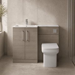 [BFLE2513L] Bramshall Contemporary 2 Door Floor Standing Combination Unit with Stone Basin, 1100mm, Choice of Orientation and Colour