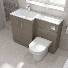 [BFLE2513L] Bramshall Contemporary 2 Door Floor Standing Combination Unit with Stone Basin, 1100mm, Choice of Orientation and Colour