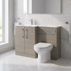 [BFLE2513L] Bramshall Contemporary 2 Door Floor Standing Combination Unit with Stone Basin, 1100mm, Choice of Orientation and Colour