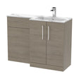 [BFLE2513R] Bramshall Contemporary 2 Door Right-Hand Floor Standing Combination Unit with Stone Basin, Solace Oak, 1100mm - Cutout