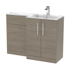 [BFLE2513R] Bramshall Contemporary 2 Door Floor Standing Combination Unit with Stone Basin, 1100mm, Choice of Orientation and Colour - Cutout