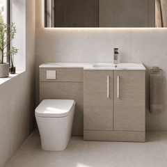 [BFLE2513R] Bramshall Contemporary 2 Door Floor Standing Combination Unit with Stone Basin, 1100mm, Choice of Orientation and Colour