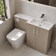 [BFLE2513R] Bramshall Contemporary 2 Door Floor Standing Combination Unit with Stone Basin, 1100mm, Choice of Orientation and Colour