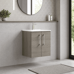 [BFLE2521B] Balterley Level Contemporary Bathroom 2 Soft Close Door & Minimalist Wall Hung Vanity Unit Basin, Solace Oak, 500mm - Lifestyle 3