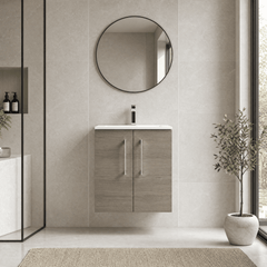 [BFLE2521B] Bramshall Contemporary 2 Door Wall Hung Vanity Basin Unit, Choice of Size, Colour and Basin - Studio Shot