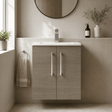 [BFLE2521G] Balterley  Modern Bathroom Wall Hung 2-Door Vanity & Curved Basin, Solace Oak, 500mm - Silo