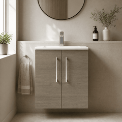 [BFLE2521G] Bramshall Contemporary 2 Door Wall Hung Vanity Basin Unit, Choice of Size, Colour and Basin - Studio Shot