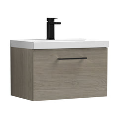 [BFLE2522AH018] Bramshall Wall Hung 1 Drawer Vanity Unit with Mid-Edge Ceramic Basin - Choice of Colour, Handle Finish and Size - Cutout