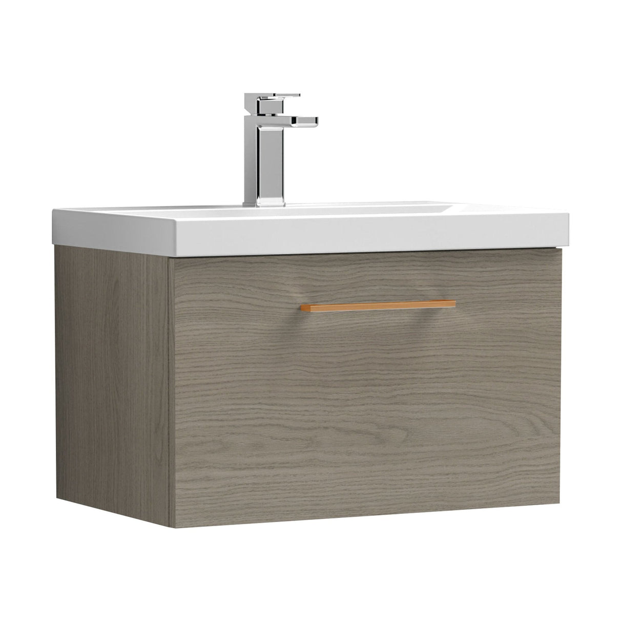 [BFLE2522AH019] Bramshall Wall Hung 1 Drawer Vanity Unit with Mid-Edge Ceramic Basin - Choice of Colour, Handle Finish and Size - Cutout
