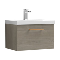 [BFLE2522AH019] Bramshall Wall Hung 1 Drawer Vanity Unit with Mid-Edge Ceramic Basin - Choice of Colour, Handle Finish and Size - Cutout