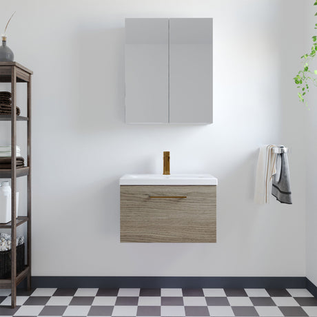 [BFLE2522AH1516] Bramshall Wall Hung 1 Drawer Vanity Unit with Mid-Edge Ceramic Basin - Choice of Colour, Handle Finish and Size - Lifestyle 1