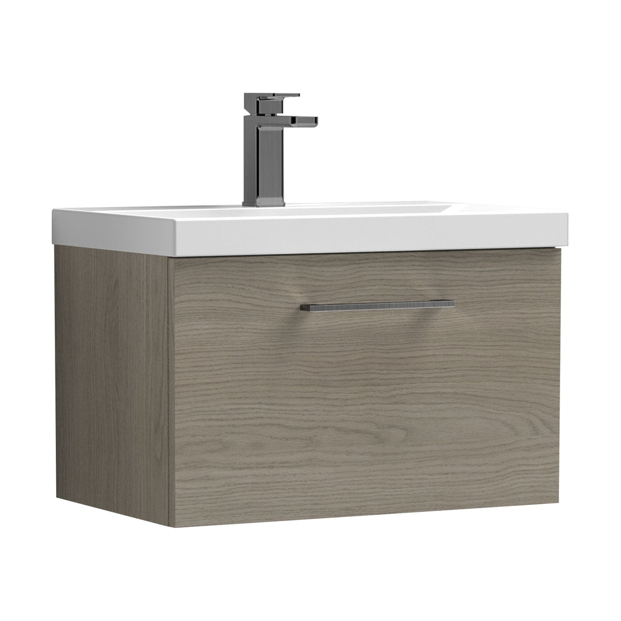 [BFLE2522AH716] Bramshall Wall Hung 1 Drawer Vanity Unit with Mid-Edge Ceramic Basin - Choice of Colour, Handle Finish and Size - Cutout
