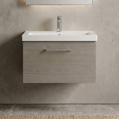 [BFLE2522A] Bramshall Wall Hung 1 Drawer Vanity Unit with Mid-Edge Ceramic Basin - Choice of Colour, Handle Finish and Size - Silo