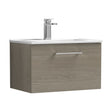 [BFLE2522B] Balterley Level Contemporary Bathroom 1 Soft Close Drawer & Minimalist Wall Hung Vanity Unit Basin, Solace Oak, 600mm - Cutout