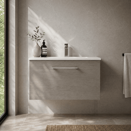 [BFLE2522B] Bramshall Contemporary 1 Soft Close Drawer Wall Hung Vanity Unit, Choice of Size/Basin Type/Colour - Silo