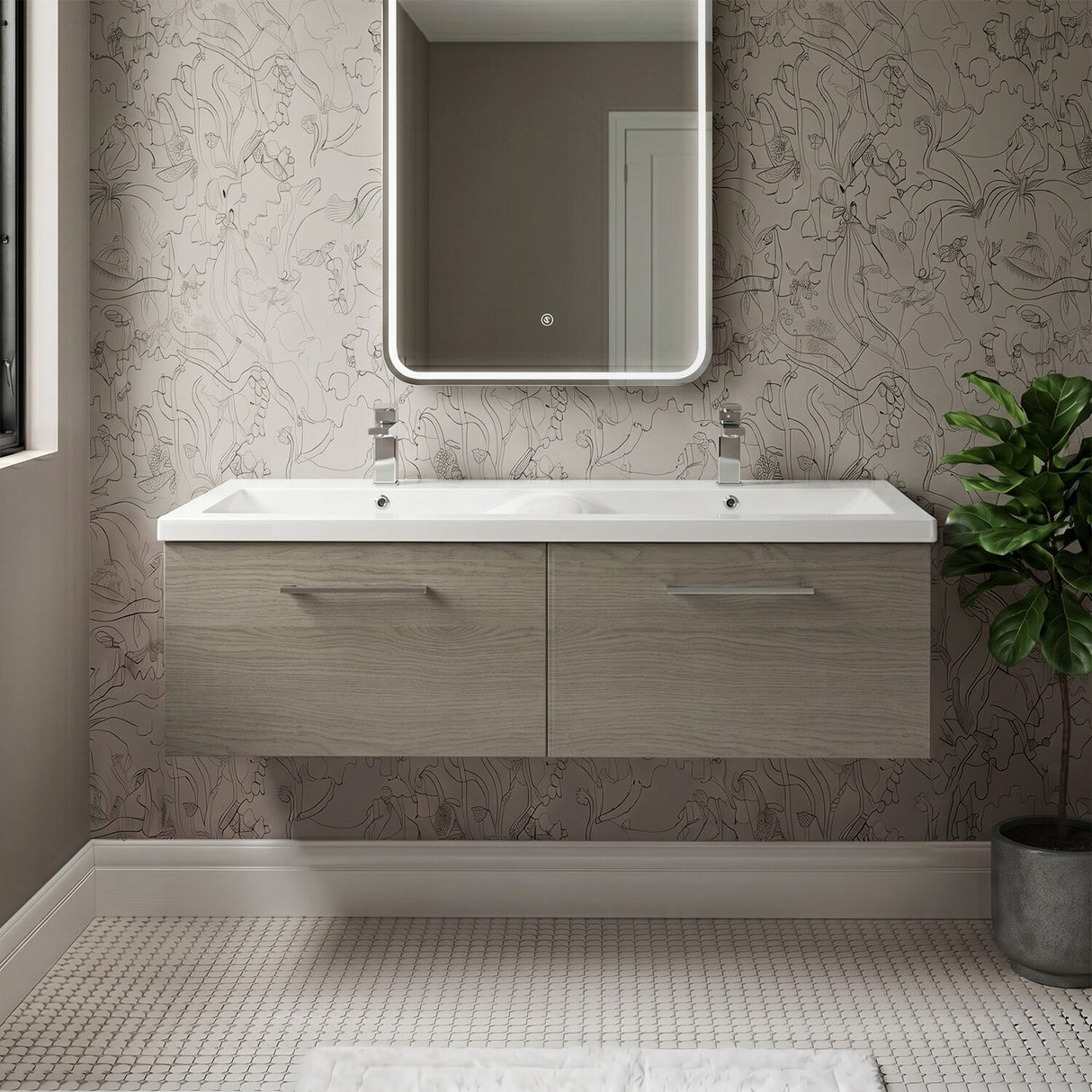 [BFLE2522F2] Bramshall Wall Hung 2 Drawer Vanity Basin Unit - 1200mm - Choice of Colour and Basin Type - Silo