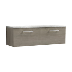 [BFLE2522LBG2] Bramshall Wall Hung 2 Drawer Vanity Unit with Bellato Grey Laminate Worktop, 1200mm, Choice of Colour - Cutout