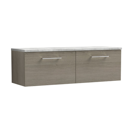 [BFLE2522LBG2] Balterley Level 1200mm Wall Hung 2 Drawer Vanity Unit & Laminate Worktop for Spacious Natural-Wood Bathroom Storage - Solace Oak - Cutout