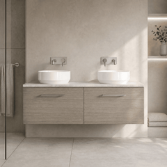 [BFLE2522LBG2] Bramshall Wall Hung 2 Drawer Vanity Unit with Bellato Grey Laminate Worktop, 1200mm, Choice of Colour