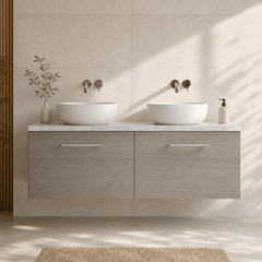[BFLE2522LBG2] Bramshall Wall Hung 2 Drawer Vanity Unit with Bellato Grey Laminate Worktop, 1200mm, Choice of Colour - Silo