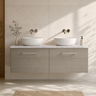 [BFLE2522LBG2] Bramshall Wall Hung 2 Drawer Vanity Unit with Bellato Grey Laminate Worktop, 1200mm, Choice of Colour - Silo