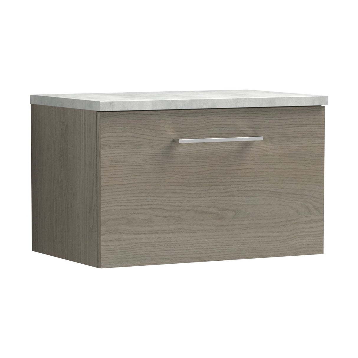 [BFLE2522LBG] Balterley Level 600mm Wall Hung 1 Drawer Vanity Unit with Laminate Worktop for Compact Natural-Wood Bathroom Storage - Solace Oak - Cutout