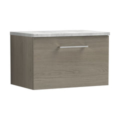 [BFLE2522LBG] Bramshall Contemporary 1 Drawer Wall Hung Vanity Unit with Bellato Grey Laminate Worktop, Choice of Size and Colour - Cutout