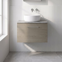 [BFLE2522LBG] Bramshall Contemporary 1 Drawer Wall Hung Vanity Unit with Bellato Grey Laminate Worktop, Choice of Size and Colour