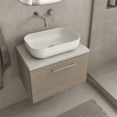 [BFLE2522LBG] Bramshall Contemporary 1 Drawer Wall Hung Vanity Unit with Bellato Grey Laminate Worktop, Choice of Size and Colour