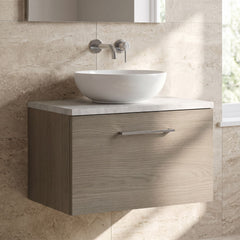 [BFLE2522LBG] Bramshall Contemporary 1 Drawer Wall Hung Vanity Unit with Bellato Grey Laminate Worktop, Choice of Size and Colour - Silo