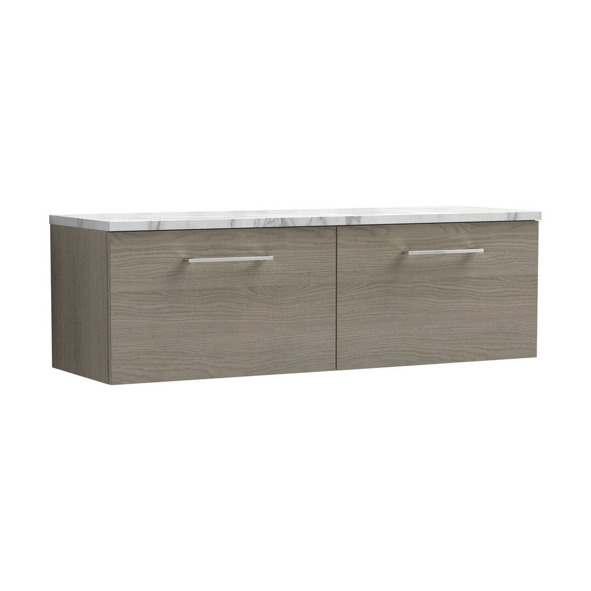 [BFLE2522LCM2] Bramshall Contemporary 2 Drawer Wall Hung Vanity Unit with Carrera Marble Laminate Worktop, 1200mm, Choice of Colour - Cutout
