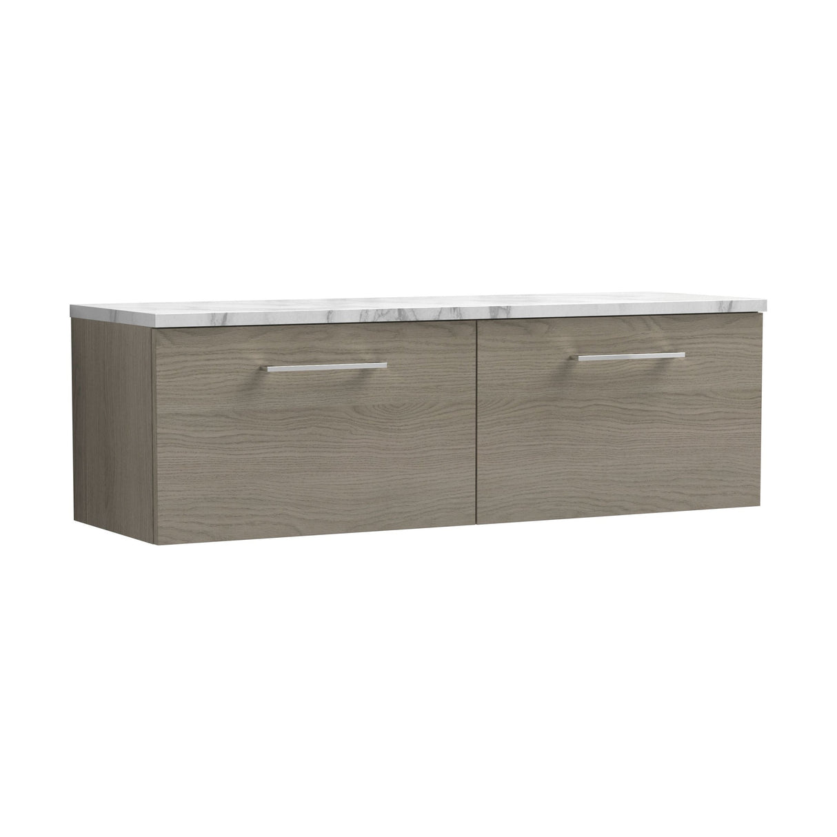 [BFLE2522LCM2] Balterley Level 1200mm Wall Hung 2 Drawer Vanity Unit & Laminate Worktop for Spacious Natural-Wood Bathroom Storage Solace Oak - Cutout