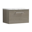 [BFLE2522LCM] Balterley Level 600mm Wall Hung 1 Drawer Vanity Unit with Laminate Worktop for Compact Natural-Wood Bathroom Storage Solace Oak - Cutout