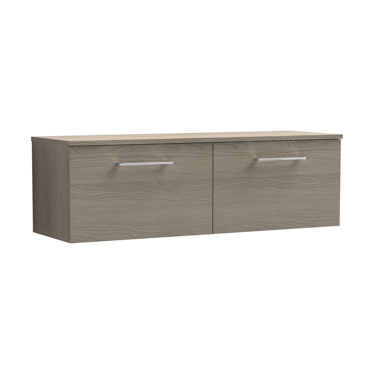 [BFLE2522W2] Balterley Level 1200mm Wall Hung 2 Drawer Vanity Unit with Worktop - Solace Oak Natural Wood-grain Finish - Cutout