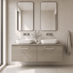 [BFLE2522W2] Bramshall 1200mm Wall Hung 2 Drawer Vanity Unit with Worktop, Choice of Colour - Silo