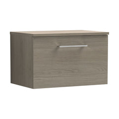 [BFLE2522W] Balterley Level 600mm Wall Hung 1 Drawer Vanity Unit with Worktop - Solace Oak Natural Wood-grain Finish - Cutout