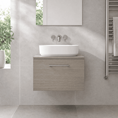 [BFLE2522W] Bramshall Contemporary 1 Soft Close Drawer Wall Hung Vanity Worktop Unit, Choice of Size/Colour
