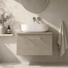 [BFLE2522W] Bramshall Contemporary 1 Soft Close Drawer Wall Hung Vanity Worktop Unit, Choice of Size/Colour - Silo