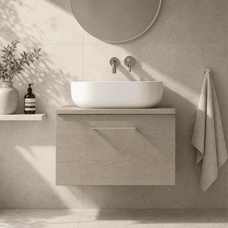[BFLE2522W] Bramshall Contemporary 1 Soft Close Drawer Wall Hung Vanity Worktop Unit, Choice of Size/Colour - Silo