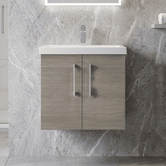 [BFLE2523A] Bramshall Contemporary 2 Door Wall Hung Vanity Basin Unit with Mid-Edge Basin, Choice of Size and Colour - Silo