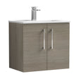 [BFLE2523B] Balterley Level Contemporary Bathroom 2 Soft Close Door & Minimalist Wall Hung Vanity Unit Basin, Solace Oak, 600mm - Cutout
