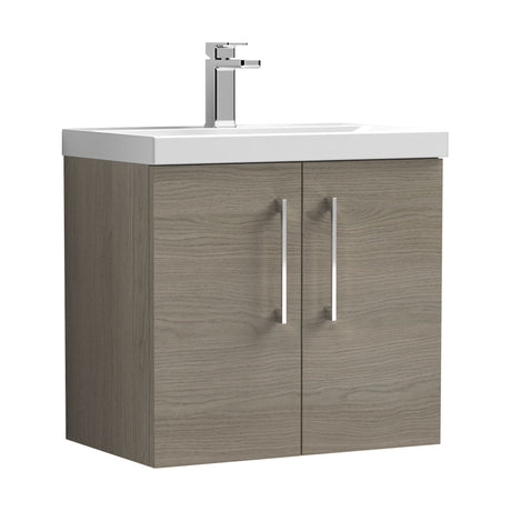 [BFLE2523D] Balterley  Wall Hung 2 Soft Close Door & Thin-Edge Bathroom Vanity Unit Basin, Solace Oak, 600mm - Cutout