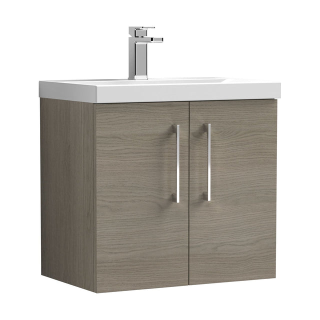 [BFLE2523D] Balterley  Wall Hung 2 Soft Close Door & Thin-Edge Bathroom Vanity Unit Basin, Solace Oak, 600mm - Cutout