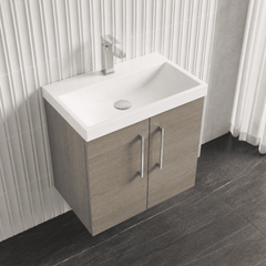 [BFLE2523D] Balterley  Wall Hung 2 Soft Close Door & Thin-Edge Bathroom Vanity Unit Basin, Solace Oak, 600mm - Lifestyle 2