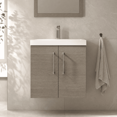 [BFLE2523D] Balterley  Wall Hung 2 Soft Close Door & Thin-Edge Bathroom Vanity Unit Basin, Solace Oak, 600mm - Silo