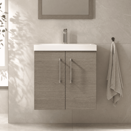 [BFLE2523D] Balterley  Wall Hung 2 Soft Close Door & Thin-Edge Bathroom Vanity Unit Basin, Solace Oak, 600mm - Silo