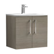 [BFLE2523G] Balterley  Modern Bathroom Wall Hung 2-Door Vanity & Curved Basin, Solace Oak, 600mm - Cutout