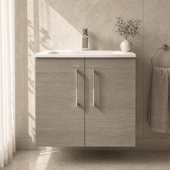 [BFLE2523G] Bramshall Contemporary 2 Door Wall Hung Vanity Basin Unit, Choice of Size, Colour and Basin - Studio Shot