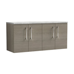 [BFLE2523LBG2] Bramshall Wall Hung 4 Door Vanity Unit with Bellato Grey Laminate Worktop, 1200mm, Choice of Colour - Cutout