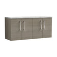 [BFLE2523LBG2] Balterley Level 1200mm Wall Hung 4 Door Vanity Unit with Laminate Worktop for Spacious Natural-Wood Bathroom Storage - Solace Oak - Cutout